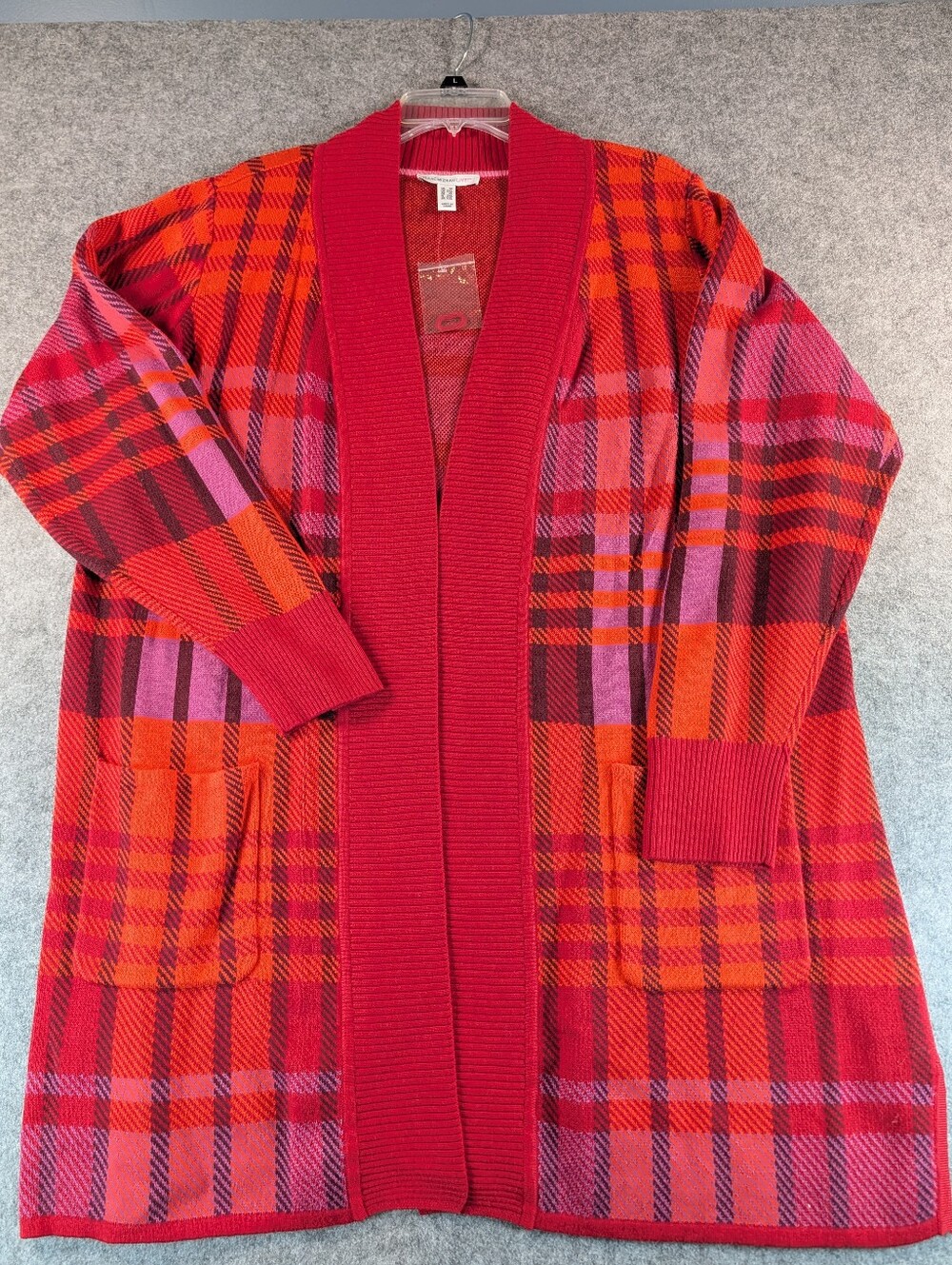 Isaac Mizrahi Live Cardigan Women's Size 1X Red Open Front Duster Sweater NWOT